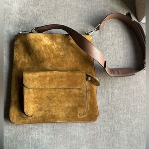 Metier Brown Suede Men's Messenger Bag. Sold out seasonal color-SUEDE MARRAKECH